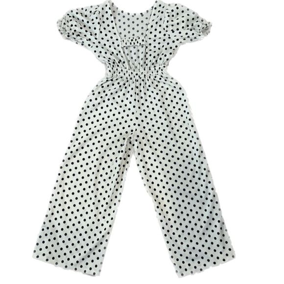 Zara Girls Polka Dot Jumpsuit Wide Leg with V back Detail Size 9 Years - Picture 2 of 9